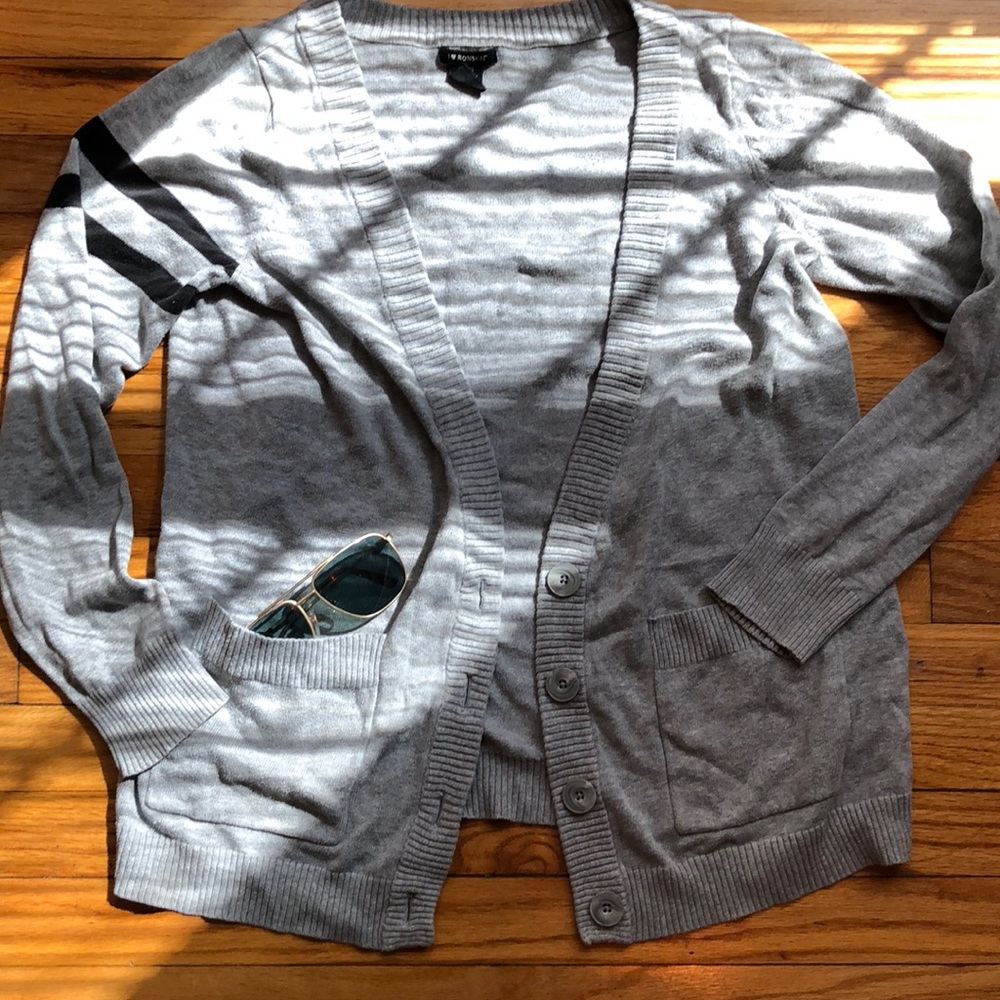 I Heart Ronson Grey Striped Cardigan